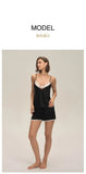 Summer home suspender shorts set casual and comfortable home wear lace women's pajamas
