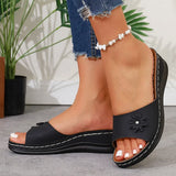 Lightweight Wedges Slippers Women 2025 Summer Flower Decor Thick Sole Sandals Woman Plus Size 36-43 Platform Beach Flip Flops