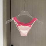New Cotton Crotch Low Waist Lace Panties Briefs Satin Silk Underwear for Women Cross Belt Bow Lace Briefs Female Lingerie