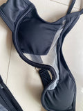 One Shoulder Mesh Bikinis Underwired V-Bar Bikini Women Swimwear Female Swimsuit Two-pieces Bikini Set Push Up Bathing Suit Swim