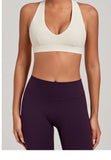 Sports Bra Gathered Neck Hanging Style Backless Tight Yoga Bra Women's Top Fitness Outdoorsports Pilates Training Gym Workout
