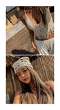 Boho Crochet Halter Top for Women Summer Beach Knit Crop Top with Tassels Backless Sleeveless Bralette