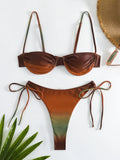 Underwired Gradient High Cut Bikini Female Swimsuit Women Swimwear Two-pieces Bikini Set Micro Thong Bathing Suit Swim Beachwear