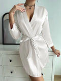 Women Summer Pajamas Elegant Lace up Bathrobe Fashion And Sexy Sleepwear For Home Wear