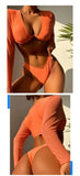 Two Piece Swimsuit Swimwear Women Sexy Bikini Push Up Long Sleeve Orange Bathing Suit Beachwear 2026 New Costumi Da Bagno Donna