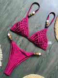Beads Cross Bandage Bikinis 2026 Bikini Women Swimwear Female Swimsuit Two-pieces Bikini Set Push Up Bra Bathing Suit Swim Lady