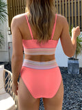 2026 Contrast Trim High Waist Bikini Sexy Swimsuit Women Solid Strape Swimwear Female Padded Bathing Suit Swimming Beachwear