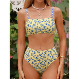 S - XL 2026 Flower Printed High Waist Bikini Female Swimsuit Women Swimwear Two-Pieces Bikini Set Bather Bathing Suit Swim V8131