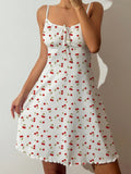 Women's Sexy Nightdress Night Gown Heart Printed Halter Neck Pajamas Mini Dress Casual Sleepshirts Nightdress Sleepwear
