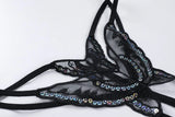 Double-Layer Thin Strap Sexy Thong Butterfly Embroidery Low Waist Sexy Bikini Pure Lace Sequins T-Shaped Panties Sexy G-strings