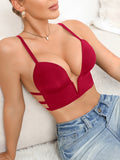Fashionable Solid Color Women Bra Minimalist Deep V Push up Bra Comfortable and Sexy Underwire Lingerie Underwear
