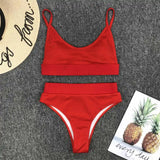 S - XL Sexy Female Swimsuit High Waist Bikini Women Swimwear Two-Pieces Bikini Set Bather Ribbed Bathing Suit Swim Lady V2375