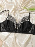 Women's embroidered lace plus size bra with steel ring gathering push up underwear suitable for full figured women MR2679