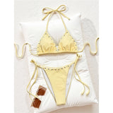 Sexy Dots Halter Bikini Women Swimwear Female Swimsuit Two-Pieces Bikini Set Strappy High Cut Leg Bather Bathing Suit Swim V8159
