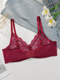 Women's sexy embroidered lace plus size bra with steel ring gathering push up breathable and comfortable lingerie MR2964