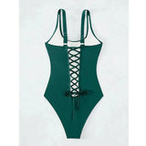 Women s-xxl size swimsuit One Piece black back bandage bikini Swimwear high waist bathing suit beach outfits bodysuit biquini