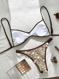 XS - L Glitter Sparkling Squins Halter Bikini Women Swimsuit Female Swimwear Two-pieces Bikini Set High Cut Bathing Suit Swim