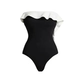 Women's Sexy One Piece Swimsuit Set with Cover up Push-Up Strapless Print Bathing Suit Summer Beachwear Beach Swimwear