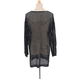 Long Sleeve Hollow Out Top Crochet Knitted Tunic Beach Cover Up Cover-ups Beach Dress Beach Wear Beachwear Female Women V4250