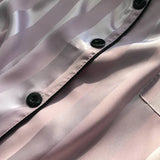 Women's Sleepwear1 Set Women's Elegant Lounge Set, Plus Size Satin Striped Button Up Long Sleeve Shirt & Pants Pajamas