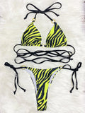 Zebra Leopard Wrap Around Halter Micro Mini Bikini Women Swimwear Female Swimsuit Two-pieces Bikini set Bather Bathing Suit Swim