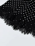 FDYOUI 2026 Woman Clothes Lace Patchwork Polka Dot Skirts Female Sexy Tight Short Skirt Black Party Night Club Dress Streetwear