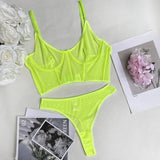 Toucheart 2 Piece Set Sexy Lingerie Set For Women Mesh Micro Perspective Beach Swimsuit Briefs Contrast Color Sexy Lingerie Set