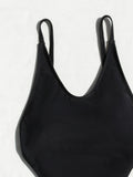 DEKA Fashion Solid One Piece Swimsuit High Cut Women Sexy Deep V Neck Backless Bathing Suit Summer Bodysuits Bikini Beachwear