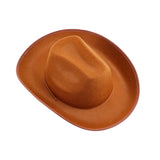 Women Men Cowboy Hat Classic Roll Up Brim Fedora Cowgirl Hat Western Retro Sun Cap Stage Performance Hat