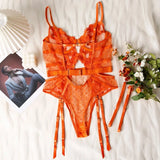 Toucheart Lace Sexy Skinny Babydoll Bodysuit Embroidery Erotic Private Adult Suit Solid Color Patchwork High Waisted Sexy Set