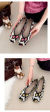 Leopard Color Square Toe Knitted Loafers Women Leisure Flat Shoes Soft Bottom Shallow Ballet Flats Casual Slip on Boat Shoes