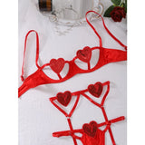 Toucheart Erotic Love Lingerie Panty Garters Patchwork 3PCS Skinny Backless Delicate Hot Women Seductive Intimate Underwear Set