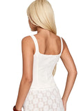 Women's Summer Solid Color Slim Tank Tops Lace Trim Scoop Neck Curved Hemline Corset Vest Streetwear