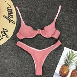 Sexy Silver Glitter Bikini 2026 Swimwear Women Push Up Cut Out Underwire Thong Swimsuit Summer Brazilian Bathing Suit Biquini