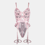 Toucheart Lace Sexy Skinny Babydoll Bodysuit Embroidery Erotic Private Adult Suit Solid Color Patchwork High Waisted Sexy Set