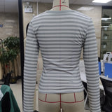 Women Slim Fit Stylish Striped Print Scoop Neck Long Sleeve T-Shirts Fall Winter Long Sleeve Basic Tops for Daily Wear