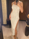 S - XL Backless Hollow Out Crochet Knitted Tunic Beach Cover Up Cover-ups Beach Dress Beach Wear Beachwear Female Women V6347