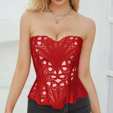 Toucheart Hot Girl Suspender Sexy Top with Fishbone Corset Intimate Hollow See-through Lace Classic Romantic Retro Palace Corset