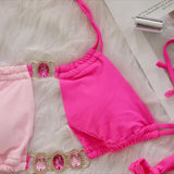 2026 Leopard Rhinestone Jewelled Bikini Women Hollow out Swimsuit female Thong Swimwear Diamond Bikini Set Halter Bathing Suit