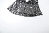 kliou Mesh Sequins Women Tops Summer Thin Shiny V-neck Backless Ruffle Trim Crop Camis Female Popular Hipster Sexy Streetwear