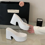 Summers Chunky Women Slippers Fashion Elegant PVC Transparent Platform Wedges Heel Slides Ladies Casual Outdoor Beach Sandalias
