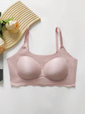 wire-free Soft Pink Women's Seamless Wireless Bra Comfortable Fit Invisible Underwear with Removable Pads for Sports Yoga Q011