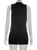 FDYOUI Women 2026 Summer Sleeveless Hollow Out Slim Mini Dress Sexy Package Hip Short Party Night Club Dresses Black Streetwear