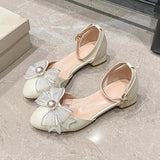Girls Bowknot Crystal Party Wedding Princess Shoes Sandals for Women Dress Shoes Size 32-40