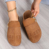 Closed Toe Med Heels Slippers Women Fashion Buckle Wedge Heel Sandals Woman 2025 Summer Lightweight Casual Non-Slip Beach Shoes