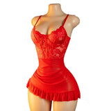 Ladies Sexy Lingerie Bra Erotic Set Transparent Deep V Lace Nightdress Women's Delicate Dress Summer Backless Hot Underwea Set