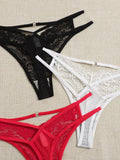 3 Pcs Multi-color Sexy Lace Thong Solid Color Underwear Seasonal thong for women clothing Spring/summer New Product C937-1