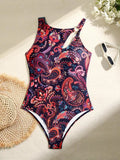 2026 Sexy Printed Swimsuit One Piece Hollow Swimwear Women Ring Linked Bathers Bathing Swimming Swim Suit Female Beachwear