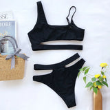 Bikini 2026 Sexy Swimwear Swimsuit Women Solid Hollow High Waist Red Bikinis Set Bathing Suit Beach Bikini Trajes De Bano Mujer