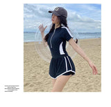 New Women's Swimsuit, One-piece Coverage Slimming Effect  Conservative Sports Style Hot Spring Flat Leg Pants Swimsuit Plus Size